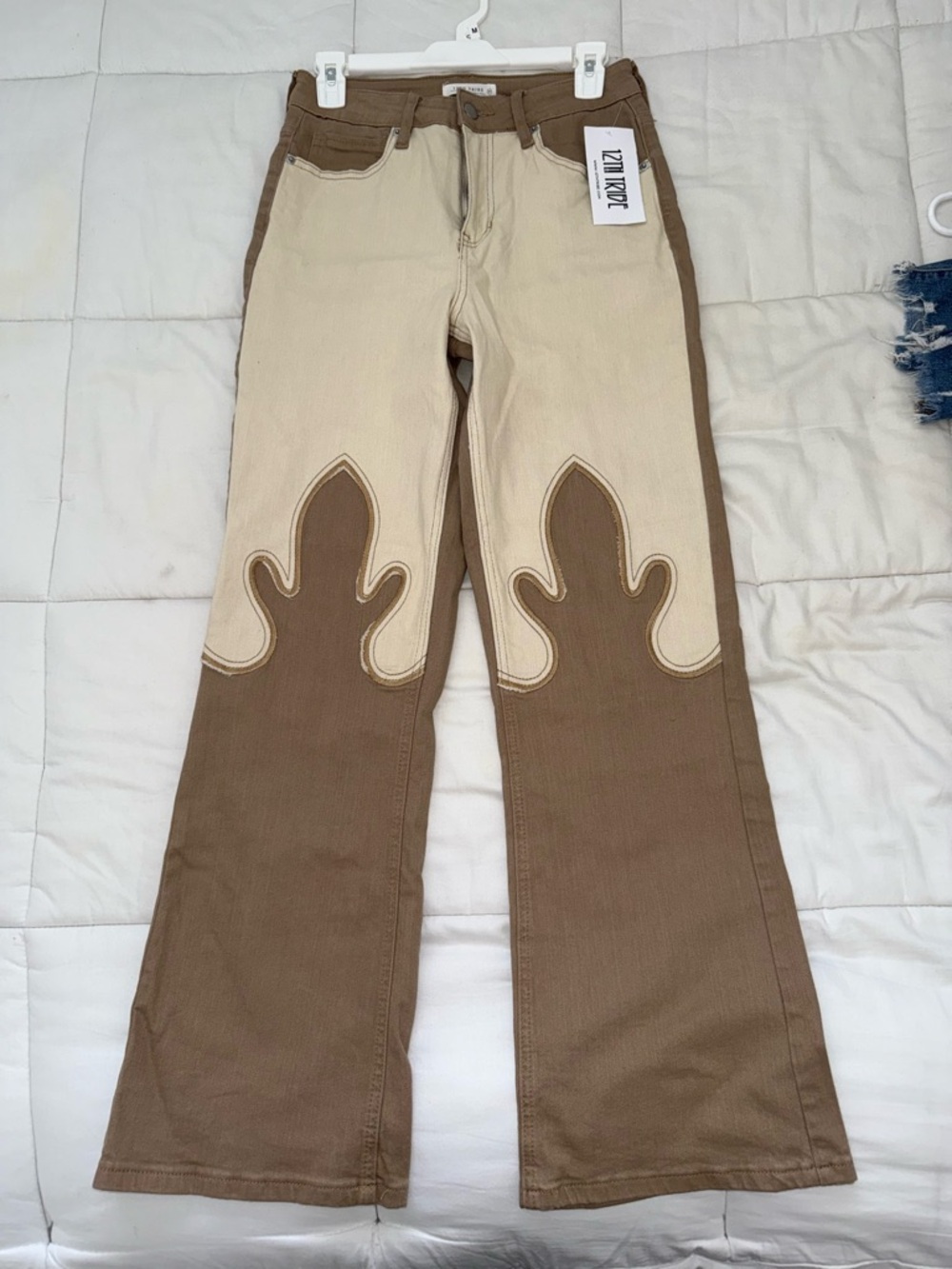 12th Tribe High Noon Two Toned Western Pants Brown & Cream